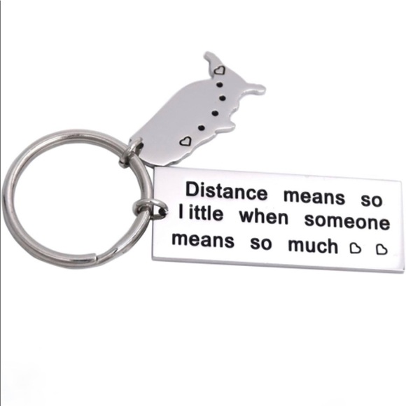 New Silver Tone Long Distance Friendship Relationship Keychain - Picture 1 of 5